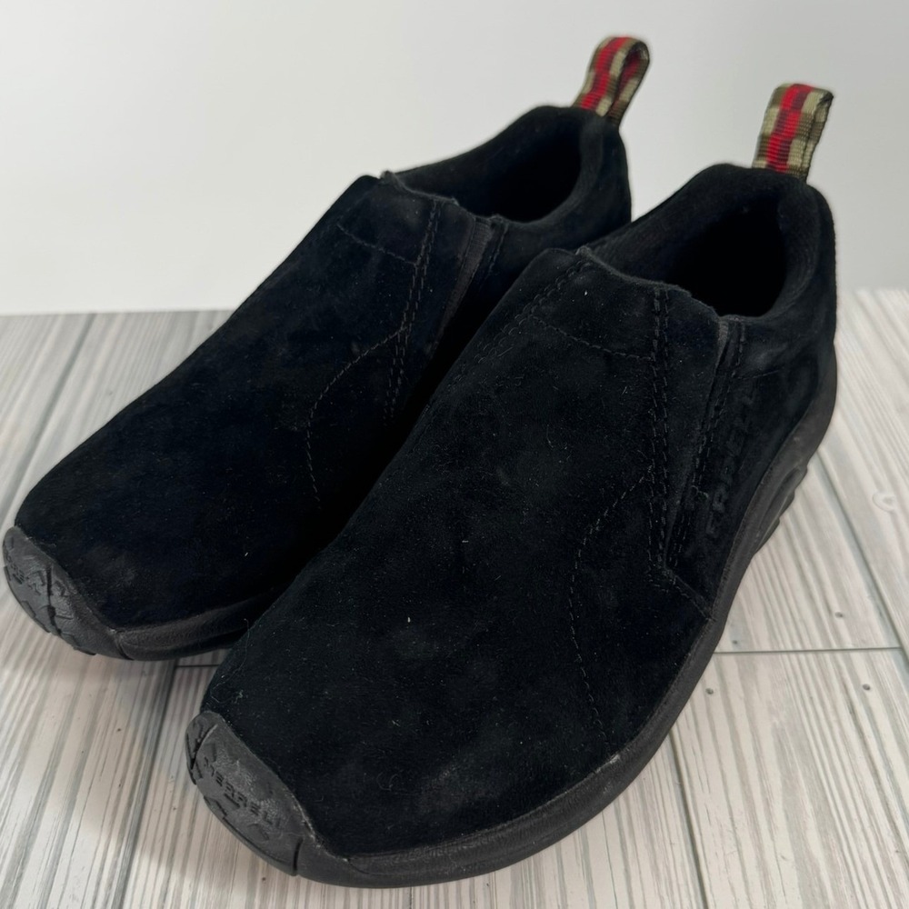 Merrell Women Jungle Moc Black Suede Slip On Casual Comfort Trail Shoes Size 5.5
